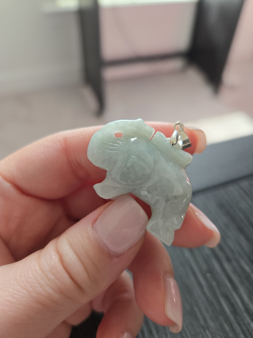 Hand-Carved Elephant Jade Pendant